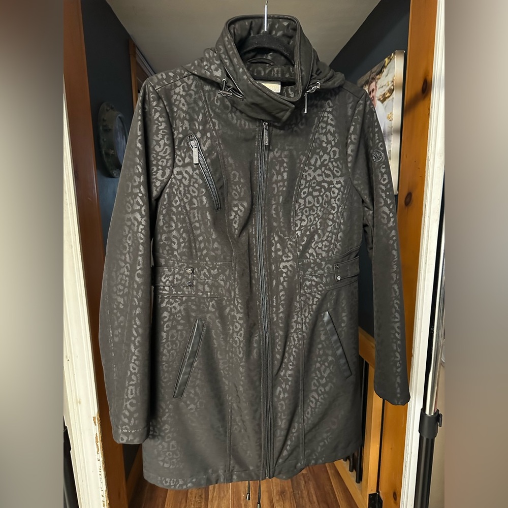 Michael Kors Trench Dress Coat Very Flattering Cheetah Animal Print Like…